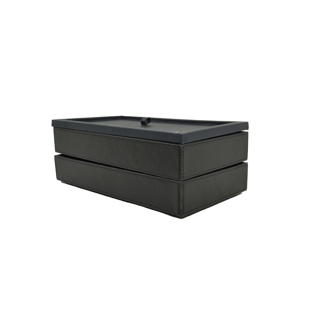 Accessory Box Black & Blue Leatherette L 29.8 Cm X W 16 Cm X H 11.8 Cm