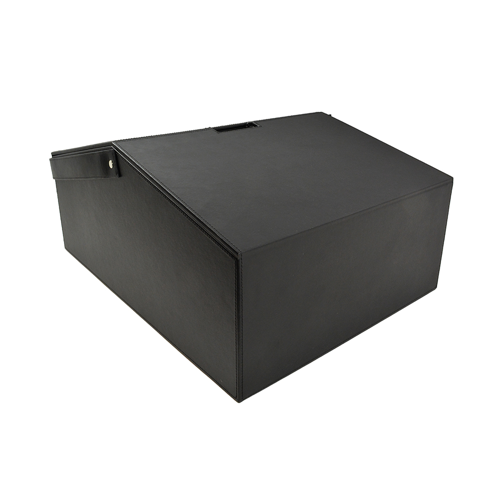 Black Faux Leather Basket Box L 50 Cm X W 38 Cm X H 23.5 Cm