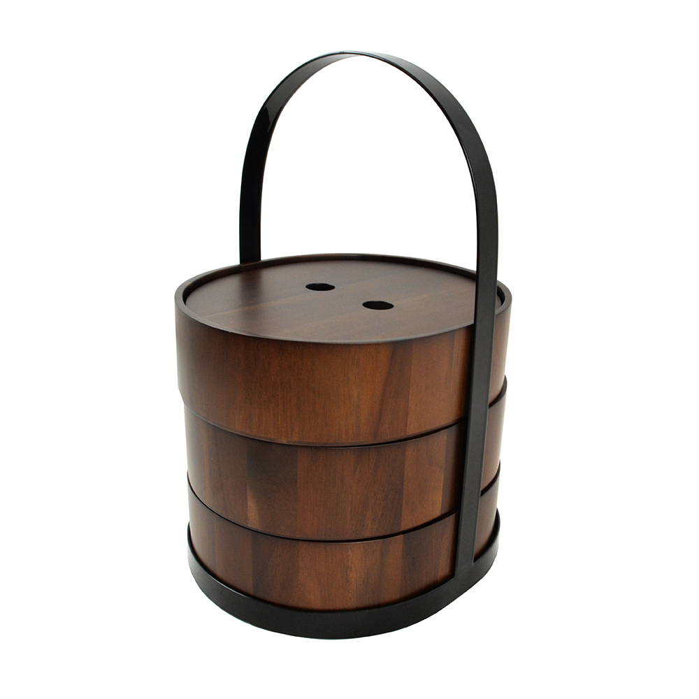 Dark Oak Wood Bowl And Black Metal Tray L 23.5 Cm X W 20.5 Cm X H 34 Cm