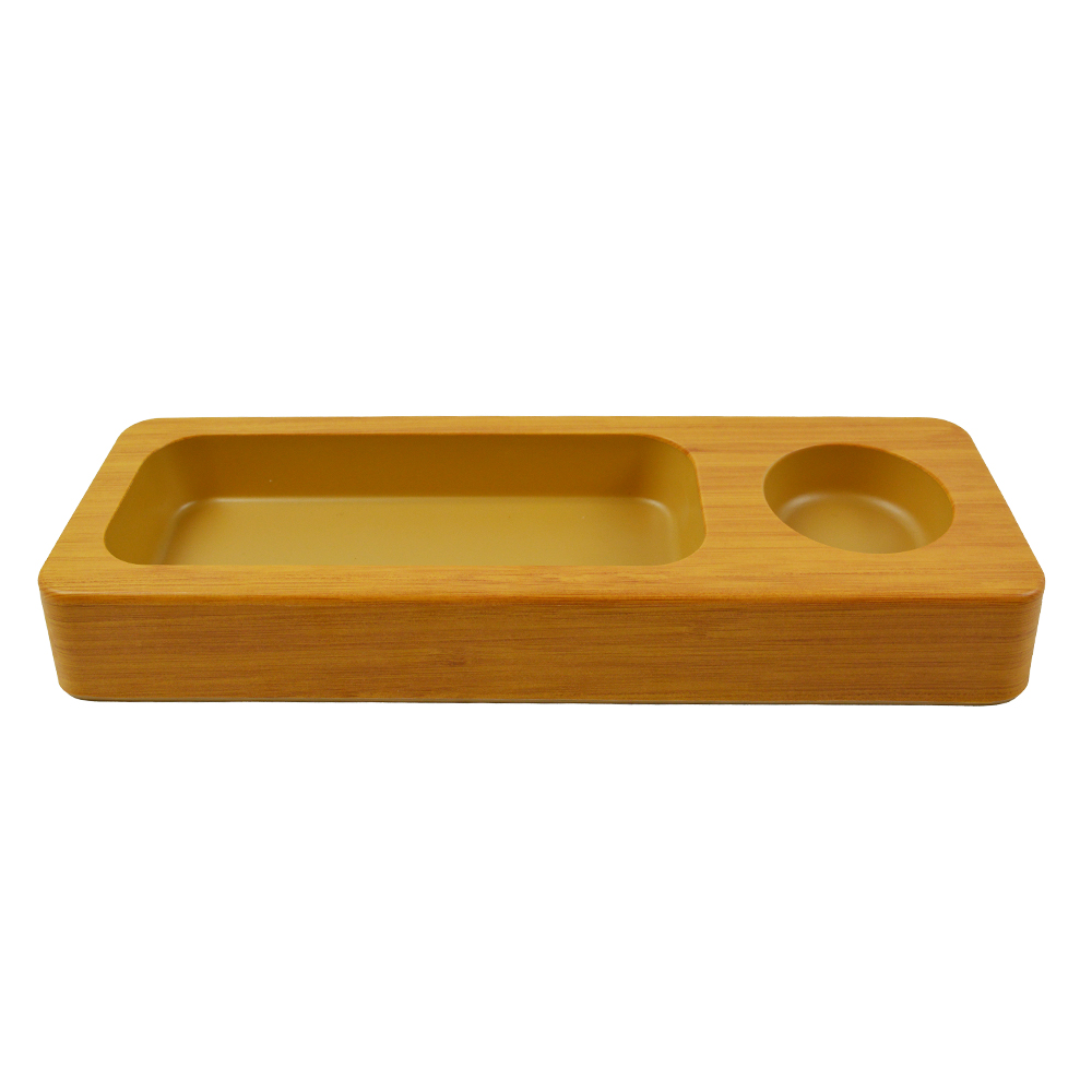 Bth72315 Light Oak Finish Melamine Long Tray With 1 Rectangular Indent And 1 Round Indent L 30.7 Cm X W 10.5 Cm X H 4.5 Cm