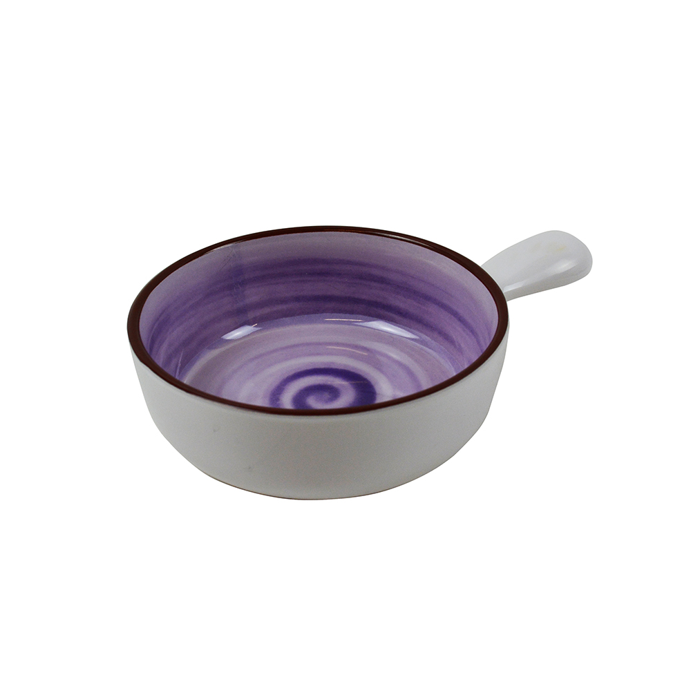 Bth73064 Melamine White Snack Bowl With Purple Pattern L 16.5 Cm X W 11.3 Cm X H 4.4 Cm